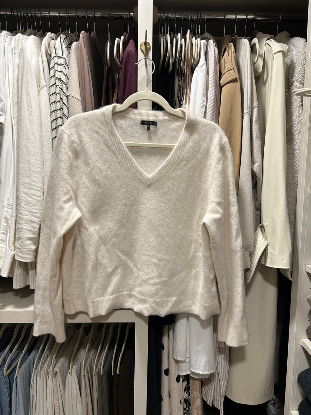 Quince Cream V-Neck Sweater